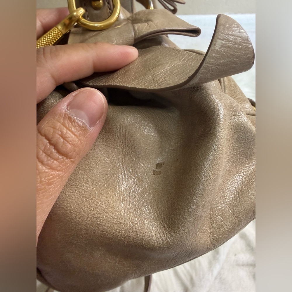 Miu Miu Beige Leather Satchel with Gold Hardware - Picture 12 of 13